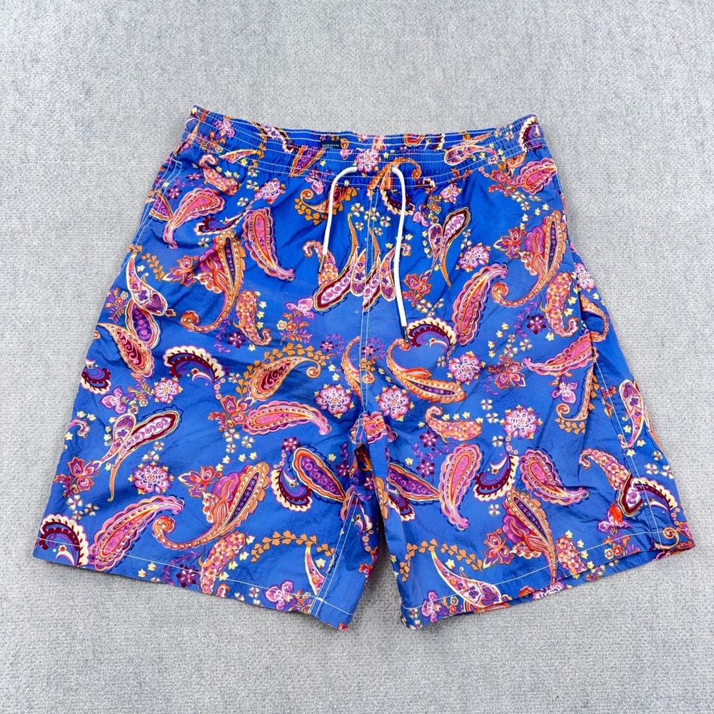 Vintage Polo Ralph Lauren Swim Trunks Men XL Blue Pink Paisley Bored Shorts *